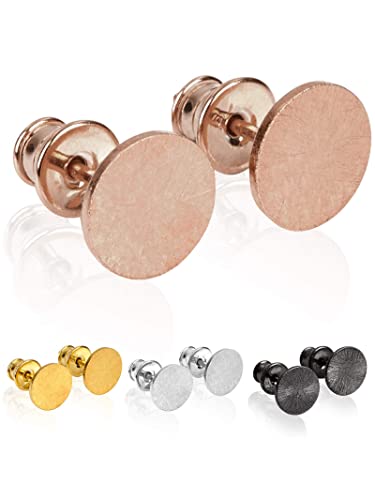 modabilé Damen Ohrstecker Rund aus 925 Sterling Silber (8mm) CIRCLE Ohrringe Roségold Vergoldet: Kreis, Klein & Flach + Geschenk-Etui I Made in Europe - Roségold Vergoldet von modabilé