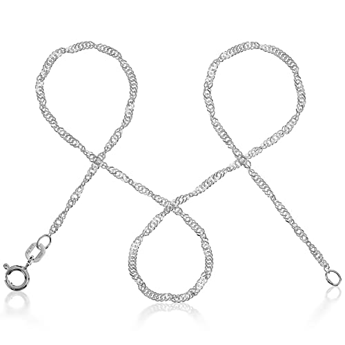 modabilé Singapurkette Damen Halskette aus 925 Sterling Silber (42cm 1,8mm breit) Silberkette ohne Anhänger Silberne Kette für Frauen Kurz Schlicht von modabilé