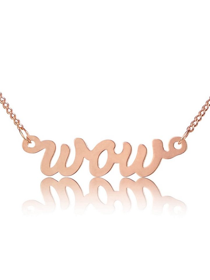 modabilé Kette mit Anhänger WOW Halskette, Damen Silberkette 42cm - 47cm mit WOW Schriftzug Sterling Silber 925 von modabilé