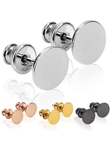 modabilé Ohrstecker Damen Rund Flach 8mm Rhodiniert Virgin Echt 925 Sterling Silber I Runde Kreis-Ohrringe Goldohrringe Zwei Stecker-Set für Frauen von modabilé