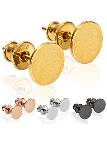 modabilé Ohrstecker Damen Rund Flach 8mm Vergoldet Virgin Echt 925 Sterling Silber I Runde Kreis-Ohrringe Goldohrringe Zwei Stecker-Set für Frauen von modabilé