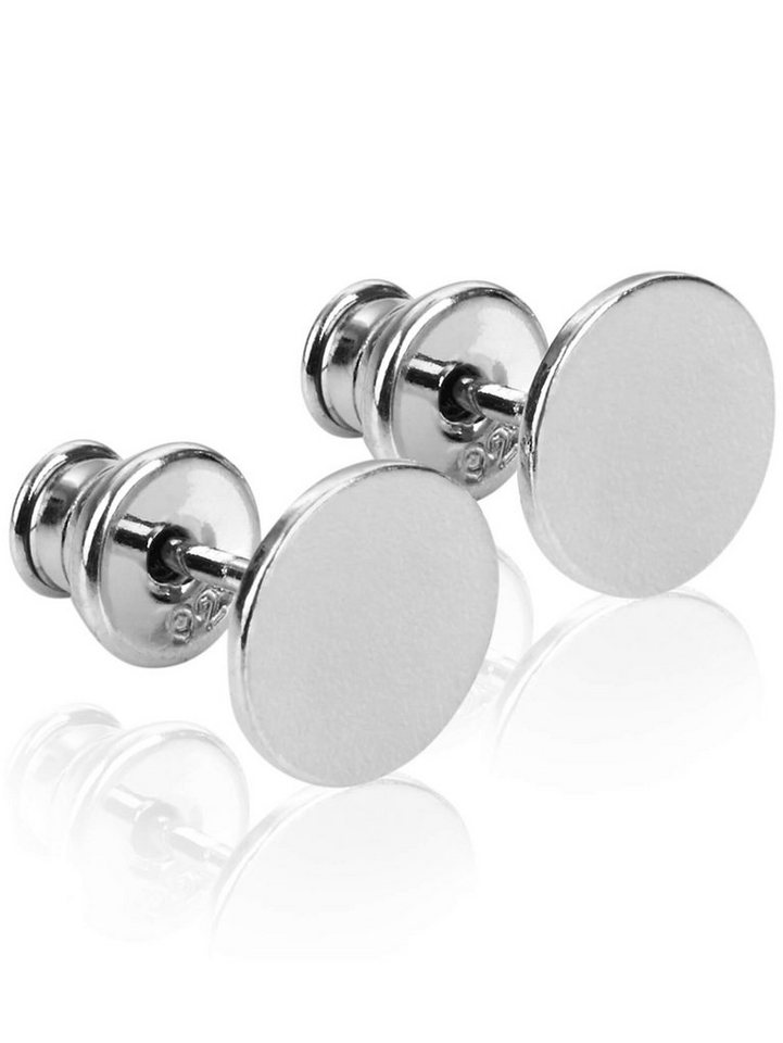 modabilé Paar Ohrstecker Ohrringe VIRGIN 8mm, Damen Kreis Ohrschmuck Rhodiniert, Sterling Silber 925, Rund Flach von modabilé