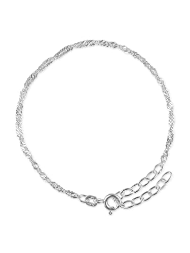 modabilé Singapur Armband 925 Sterling Silber (15cm + 4cm Verlängerungskette 2,2mm breit) Silberarmband ohne Anhänger Armkette Frauen Singapurarmband von modabilé