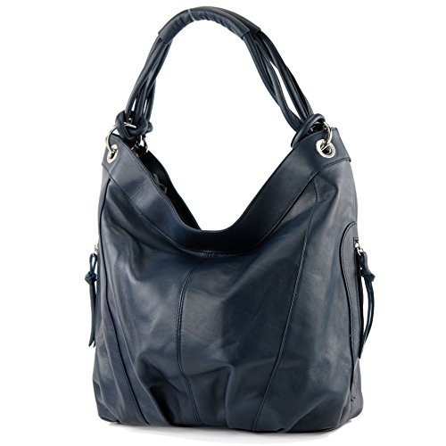 modamoda de - Z18 - ital Damenhandtasche aus Leder/Nappaleder, Farbe:Dunkelblau von modamoda de