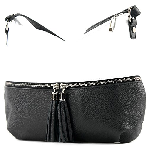 modamoda de T159 Damen Leder Umhängetasche Schultertasche Medium handmade in Italy, Farbe:Weiß/Schwarz modamoda de T159 Damen Leder Umhängetasche Schultertasche Medium handmade in Italy, Farbe:Weiß/Schwarz von modamoda de