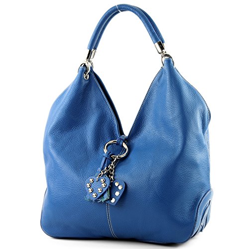 modamoda de - 330 - ital. Leder Damen Schultertasche Large, Farbe:Blau von modamoda de