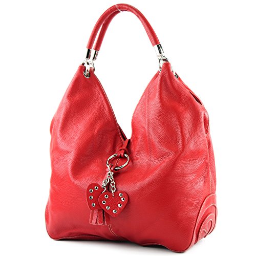 modamoda de - 330 - ital. Leder Damen Schultertasche Large, Farbe:Rot von modamoda de