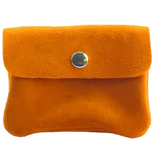 Modamoda de P09 WL Damen Geldbörse aus Wildleder 12,5x2x8,5 cm Handmade in Italy, Farbe:Orange von modamoda de