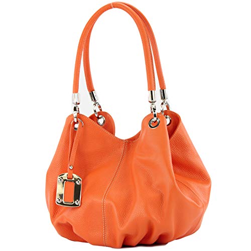 modamoda de 228 Damen Leder Schultertasche Hobo bag handmade in Italy, Farbe:Orange modamoda de 228 Damen Leder Schultertasche Hobo bag handmade in Italy, Farbe:Orange von modamoda de