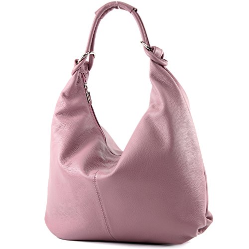 modamoda de 337 Damen Leder Schultertasche Shopper Large handmade in Italy, Farbe:Altrosa2021 von modamoda de