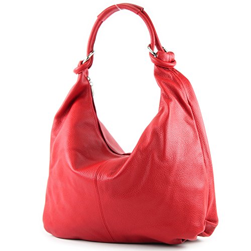 modamoda de - 337 - ital Schultertasche Hobo Shopper Leder, Farbe:Rot von modamoda de