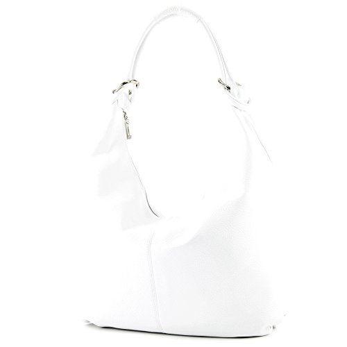 modamoda de 337 Damen Leder Schultertasche Shopper Large handmade in Italy, Farbe:Weiß2021 von modamoda de