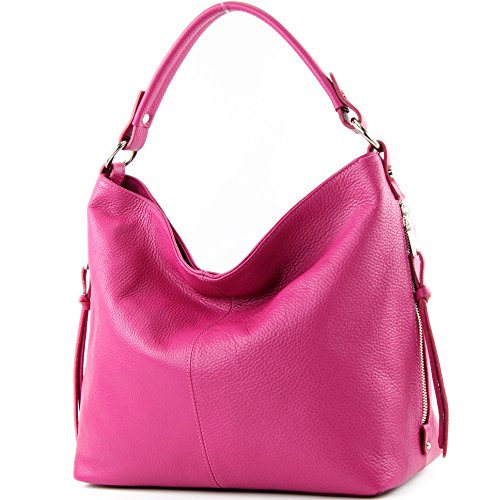 modamoda de Damen Schultertasche, Leder T160, Farbe:T160 Pink von modamoda de