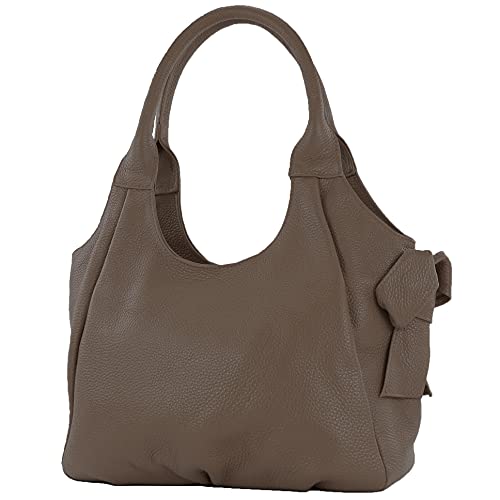 modamoda de - IT28 - ital Damen Schultertasche aus Leder, Farbe:Darkchoco/Leder von modamoda de