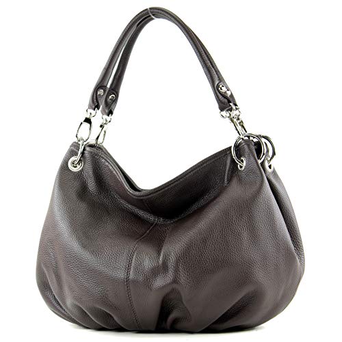 modamoda de - IT40 - ital. Damen Schultertasche aus Leder, Farbe:Dark Chocolate Leder von modamoda de