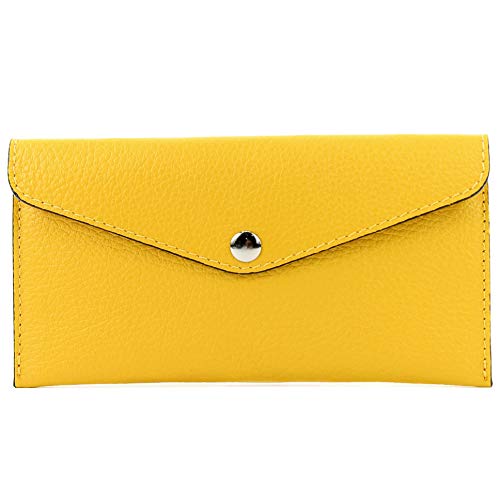 modamoda de - P03 - ital. Damen Portemonnaie Echtleder lang, Farbe:Rapsgelb von modamoda de