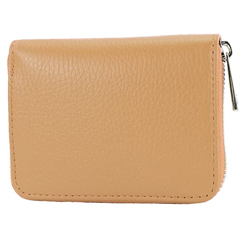 modamoda de - P04 - ital. Damen Portemonnaie Echtleder kurz, Farbe:Beige von modamoda de