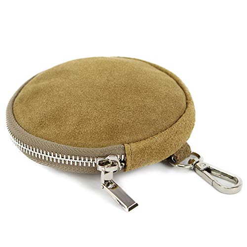 modamoda de P10 / P08 Damen Leder Rauleder Geldbörse Münzgeldbörse Taschenanhänger ø 11,5 cm handmade in Italy, Farbe:Blassbraun modamoda de P10 / P08 Damen Leder Rauleder Geldbörse Münzgeldbörse Taschenanhänger ø 11,5 cm handmade in Italy, Farbe:Blassbraun von modamoda de