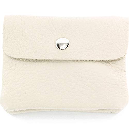 modamoda de P09 Damen Münzgeldbörse Geldbörse Portemonnaie Klein Leder Made in Italy P09, Farbe:Creme von modamoda de