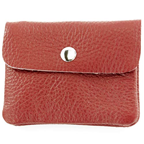 modamoda de P09 Damen Münzgeldbörse Geldbörse Portemonnaie Klein Leder Made in Italy P09, Farbe:Purpurrot von modamoda de