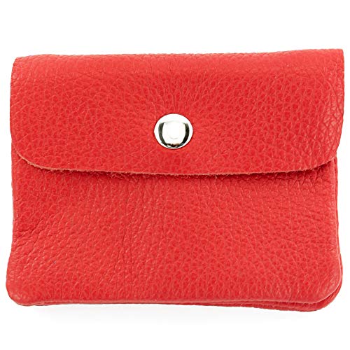 modamoda de P09 Damen Münzgeldbörse Geldbörse Portemonnaie Klein Leder Made in Italy P09, Farbe:Signalrot von modamoda de