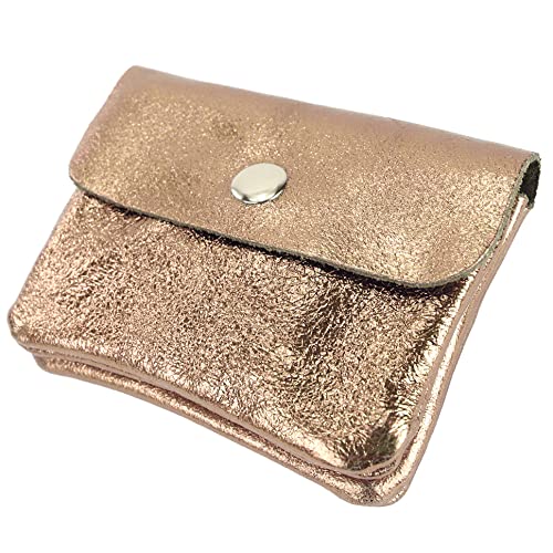 modamoda de - P09 - ital. Leder Damen Geldbörse Portemonnaie Klein, Farbe:Altgold-Metallic von modamoda de