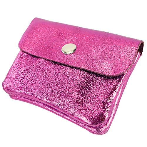 modamoda de - P09 - ital. Leder Damen Geldbörse Portemonnaie Klein, Farbe:Pink-Metallic von modamoda de