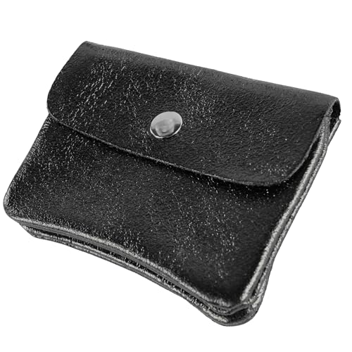 modamoda de - P09 - ital. Leder Damen Geldbörse Portemonnaie Klein (Schwarz-Metallic) von modamoda de