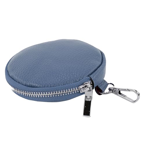 modamoda de P10 / P08 Damen Leder Rauleder Geldbörse Münzgeldbörse Taschenanhänger ø 11,5 cm handmade in Italy, Farbe:Taubenblau modamoda de P10 / P08 Damen Leder Rauleder Geldbörse Münzgeldbörse Taschenanhänger ø 11,5 cm handmade in Italy, Farbe:Taubenblau von modamoda de