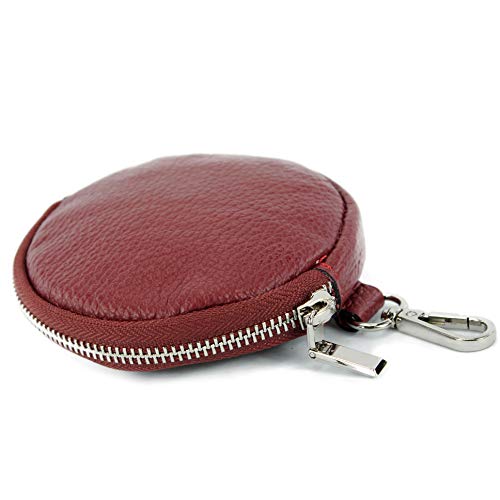 modamoda de P10 / P08 Damen Leder Rauleder Geldbörse Münzgeldbörse Taschenanhänger ø 11,5 cm handmade in Italy, Farbe:Purpurrot modamoda de P10 / P08 Damen Leder Rauleder Geldbörse Münzgeldbörse Taschenanhänger ø 11,5 cm handmade in Italy, Farbe:Purpurrot von modamoda de