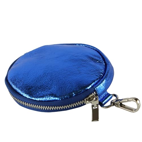 modamoda de - P10 - ital. Leder Geldbörse Mundschutztasche, Farbe:Blau-Metallic von modamoda de