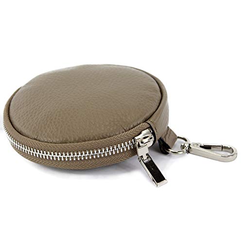 modamoda de P10 / P08 Damen Leder Rauleder Geldbörse Münzgeldbörse Taschenanhänger ø 11,5 cm handmade in Italy, Farbe:Dunkeltaupe modamoda de P10 / P08 Damen Leder Rauleder Geldbörse Münzgeldbörse Taschenanhänger ø 11,5 cm handmade in Italy, Farbe:Dunkeltaupe von modamoda de