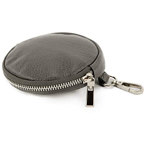 modamoda de P10 / P08 Damen Leder Rauleder Geldbörse Münzgeldbörse Taschenanhänger ø 11,5 cm handmade in Italy, Farbe:Graphitgrau von modamoda de