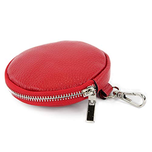 modamoda de P10 / P08 Damen Leder Rauleder Geldbörse Münzgeldbörse Taschenanhänger ø 11,5 cm handmade in Italy, Farbe:Signalrot modamoda de P10 / P08 Damen Leder Rauleder Geldbörse Münzgeldbörse Taschenanhänger ø 11,5 cm handmade in Italy, Farbe:Signalrot von modamoda de