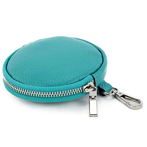 modamoda de P10 / P08 Damen Leder Rauleder Geldbörse Münzgeldbörse Taschenanhänger ø 11,5 cm handmade in Italy, Farbe:Türkisblau modamoda de P10 / P08 Damen Leder Rauleder Geldbörse Münzgeldbörse Taschenanhänger ø 11,5 cm handmade in Italy, Farbe:Türkisblau von modamoda de