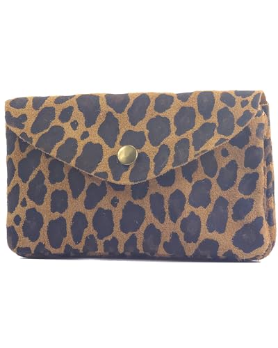 modamoda de P11 Damen Leder Geldbörse Portemonnaie Medium Handmade in Italy (Leo Wildleder Cognac) von modamoda de