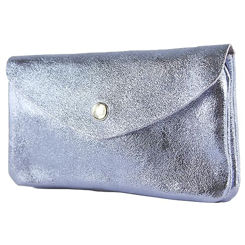 modamoda de - P11 - ital. Leder Damen Geldbörse Portemonnaie Medium, Farbe:Pastellviolett Metallic von modamoda de