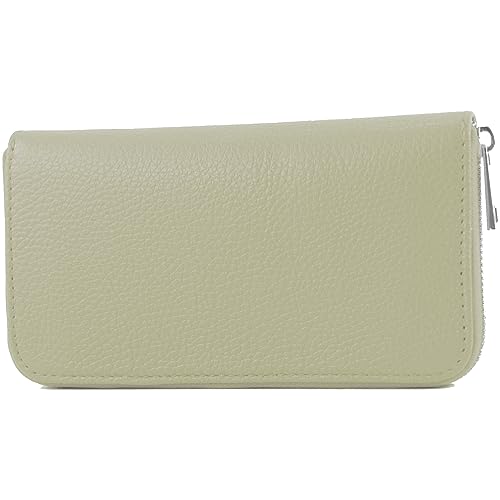 modamoda de SILBER-P02 Damen Leder Geldbörse Portemonnaie lang Handmade in Italy, Farbe:Cremeweiß von modamoda de