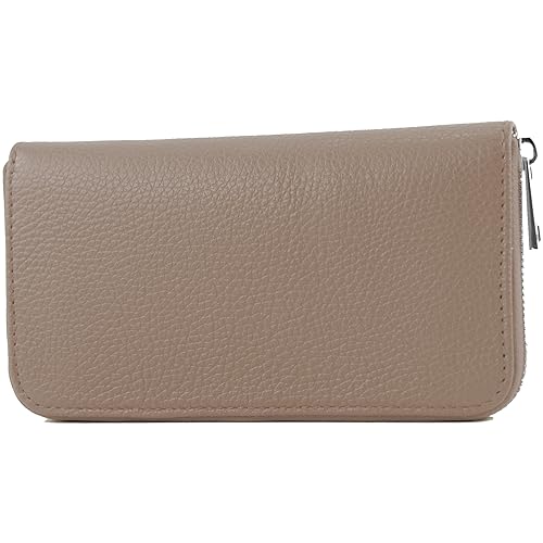 modamoda de SILBER-P02 Damen Leder Geldbörse Portemonnaie lang Handmade in Italy, Farbe:Rosabeige von modamoda de