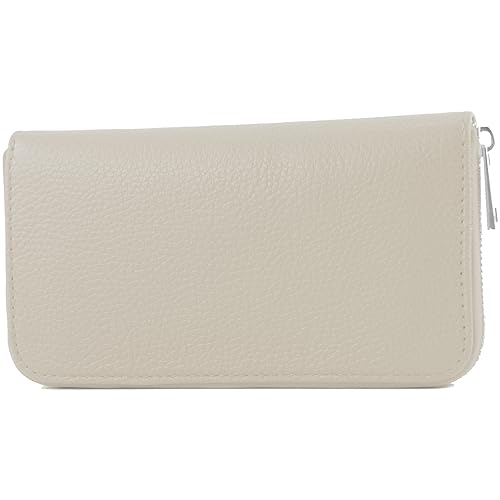 modamoda de SILBER-P02 Damen Leder Geldbörse Portemonnaie lang Handmade in Italy, Farbe:Weiß von modamoda de