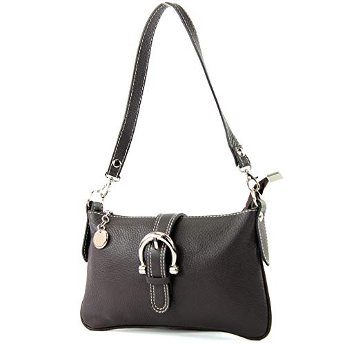 modamoda de - T05 - ital Citytasche Umhängetasche Klein aus Leder, Farbe:Dark Chocolate von modamoda de