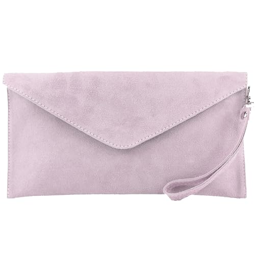 modamoda de T106 Damen Wildleder Rauleder Clutch Umhängetasche Abendtasche handmade in Italy (Pastellviolett) von modamoda de