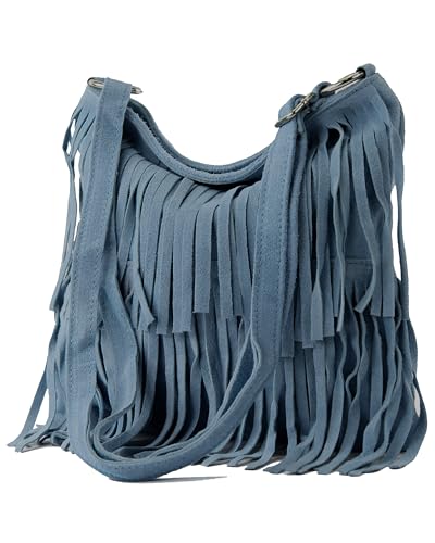 modamoda de T125 Damen Leder Wildleder Schultertasche Umhängetasche handmade in Italy, Farbe:Petrolblau modamoda de T125 Damen Leder Wildleder Schultertasche Umhängetasche handmade in Italy, Farbe:Petrolblau von modamoda de
