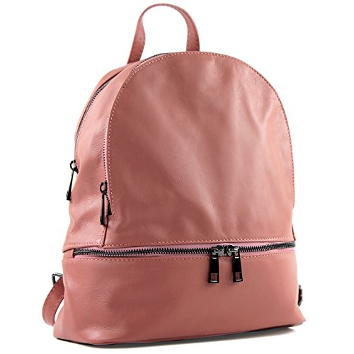 modamoda de T137 Damen Leder Rucksack Handtasche Medium handmade in Italy, Farbe:Altrosa von modamoda de