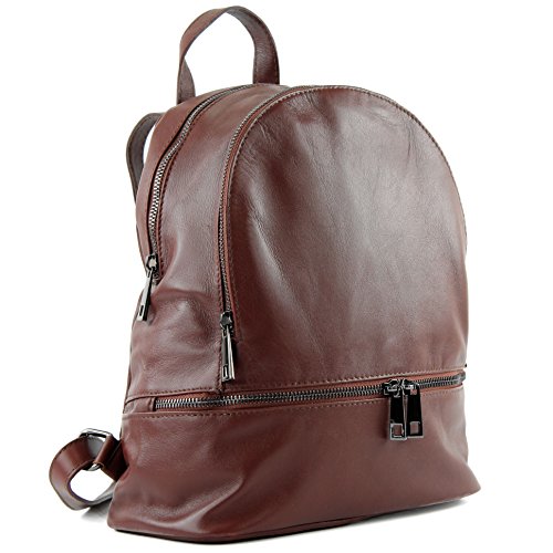 modamoda de T137 Damen Leder Rucksack Handtasche Medium handmade in Italy, Farbe:Braun von modamoda de