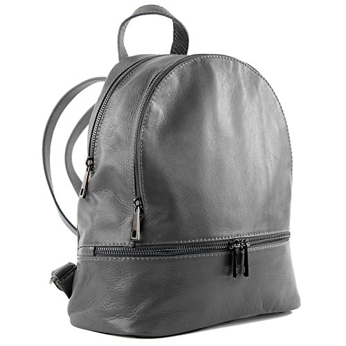 modamoda de T137 Damen Leder Rucksack Handtasche Medium handmade in Italy, Farbe:Graphitgrau von modamoda de