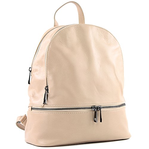 modamoda de T137 Damen Leder Rucksack Handtasche Medium handmade in Italy, Farbe:Rosabeige von modamoda de