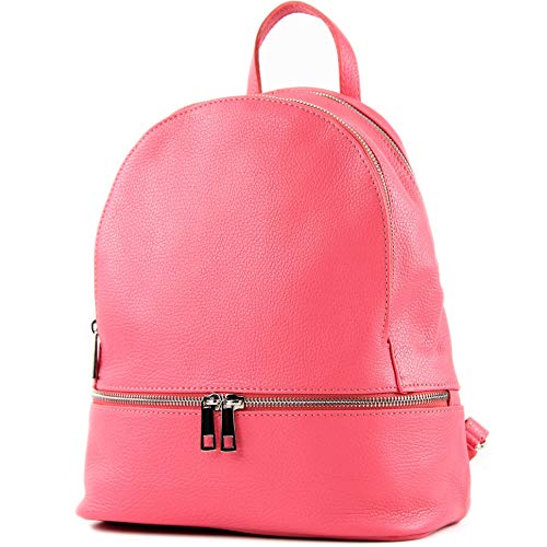 modamoda de T137 Damen Leder Rucksack Handtasche Medium handmade in Italy, Farbe:T137Leder-Bubble Gum von modamoda de