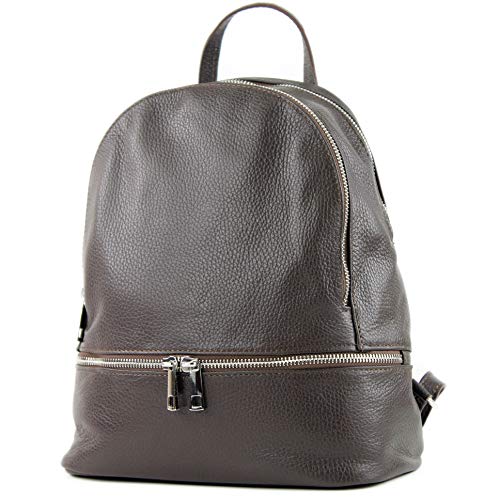 modamoda de T137 Damen Leder Rucksack Handtasche Medium handmade in Italy, Farbe:T137Leder-Dark Chocolate von modamoda de
