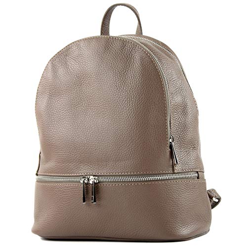 modamoda de T137 Damen Leder Rucksack Handtasche Medium handmade in Italy, Farbe:T137Leder-Schokoladenbraun von modamoda de